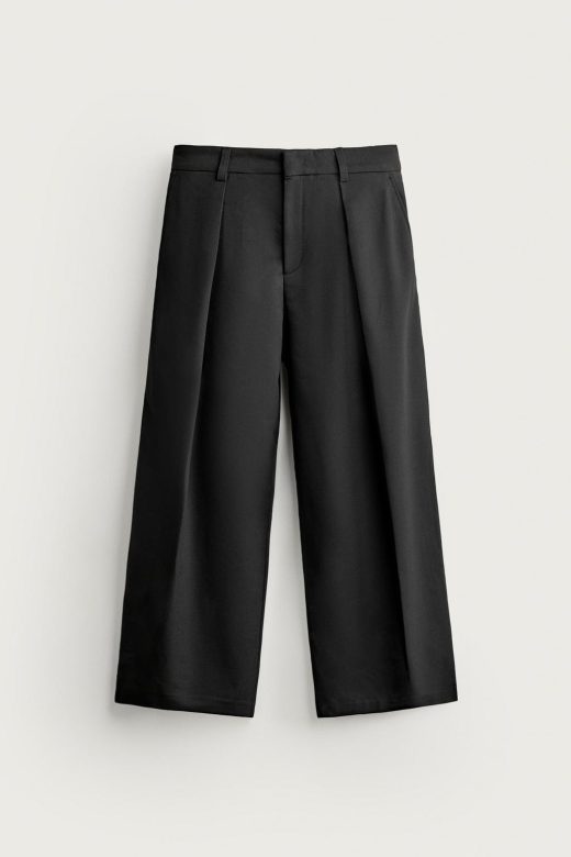 Wide Leg Pleated Trousers